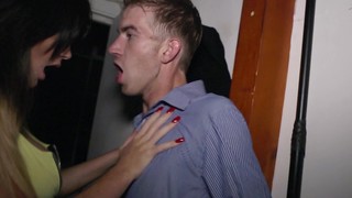 Filthy dark-haired is fucking a random dude on the street