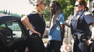 White porn industry stars in police uniform get plowed by black criminal